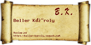 Beller Károly névjegykártya