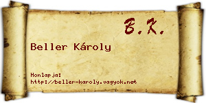 Beller Károly névjegykártya